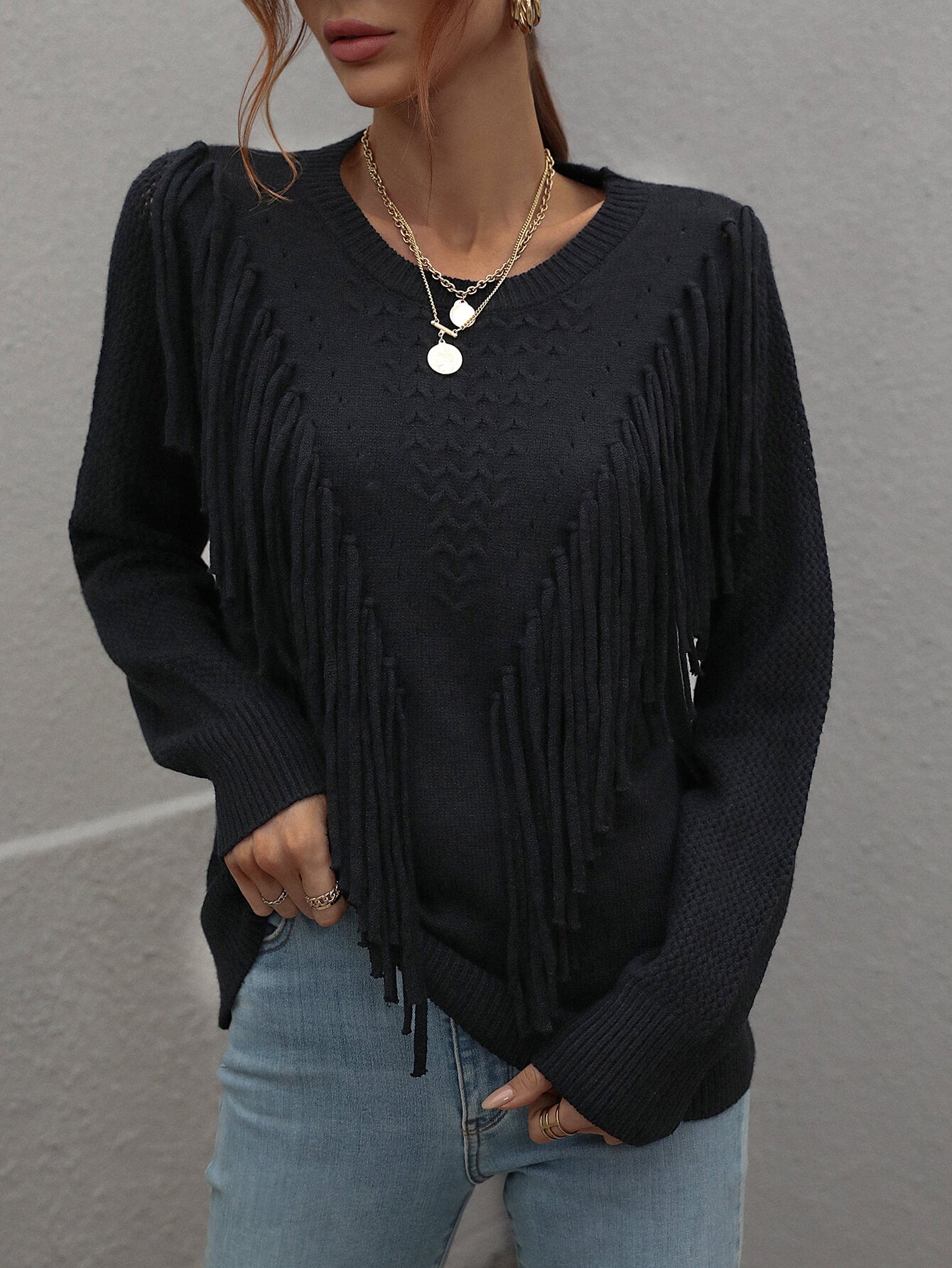 Effortless Fringe Accent Sweater