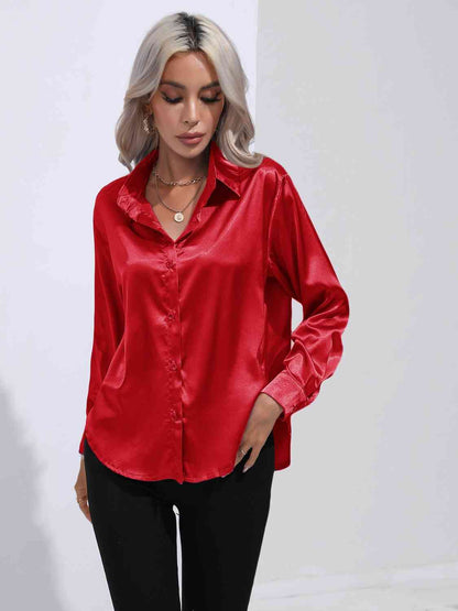 Satin Serenity Button-Up Shirt