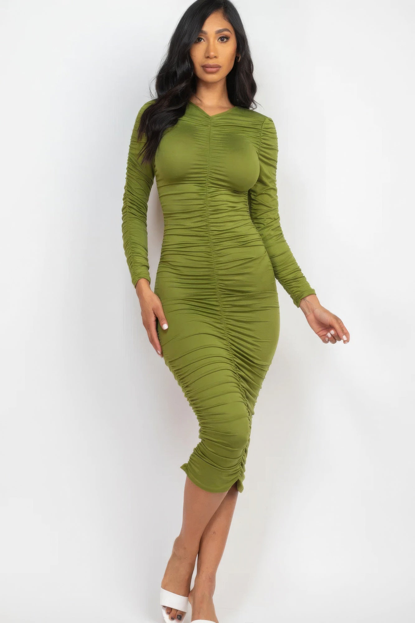 Radiant Ruching Midi Dress