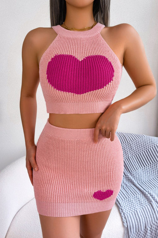 Sweetheart Ribbed Knit Set