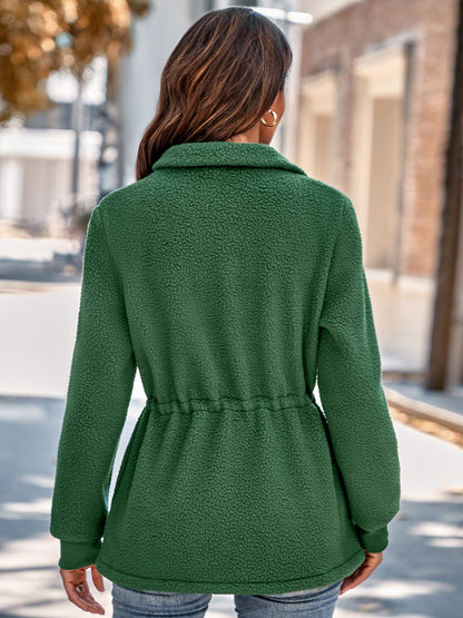 Trendy Waist-Cinching Fleece Jacket