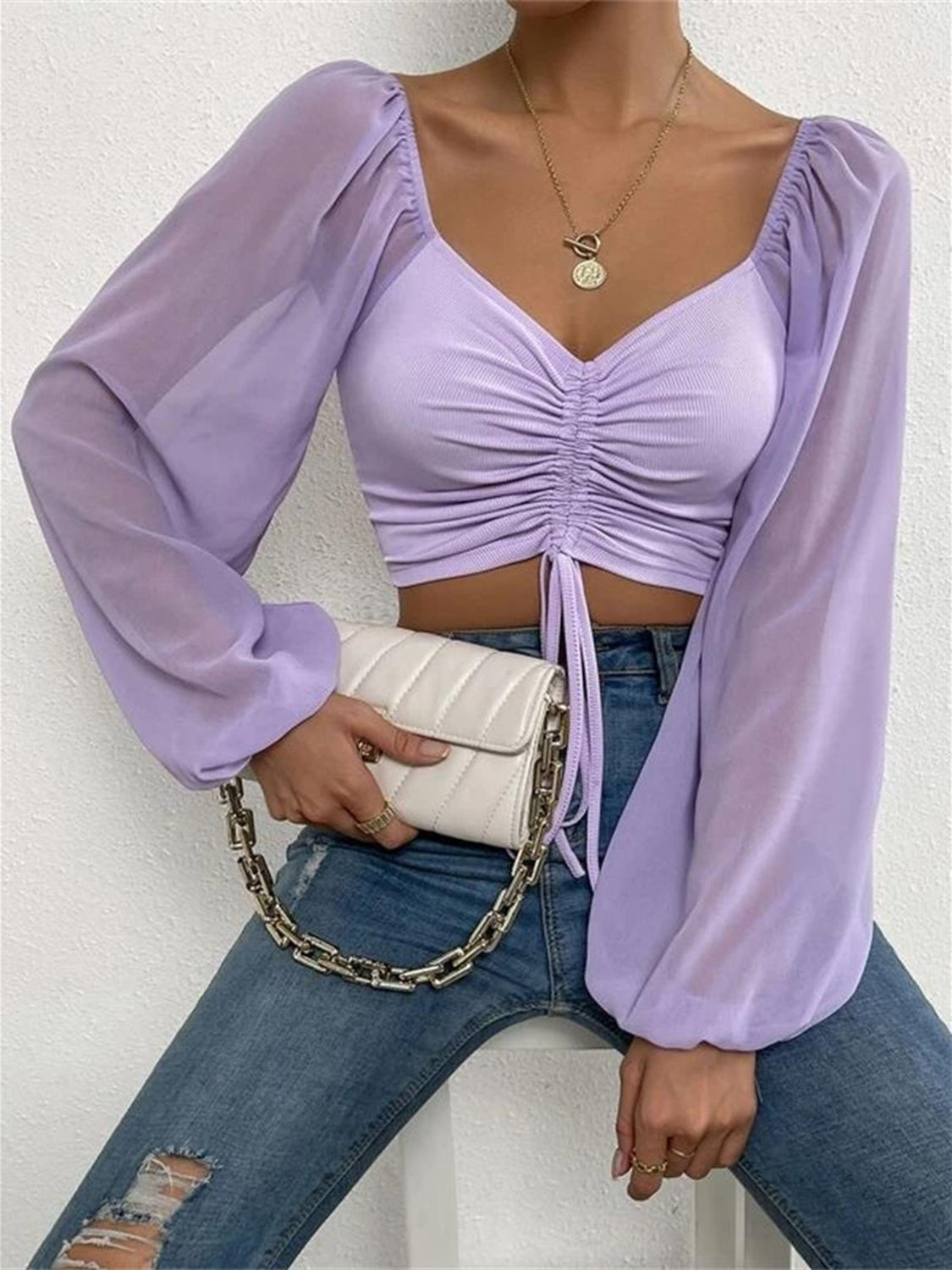 Sweet Talk Drawstring Crop Top