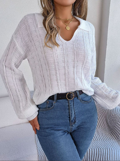 Effortless Textured Collared Sweater